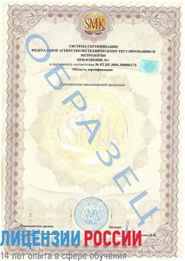 Образец сертификата соответствия (приложение) Воскресенское Сертификат ISO 22000